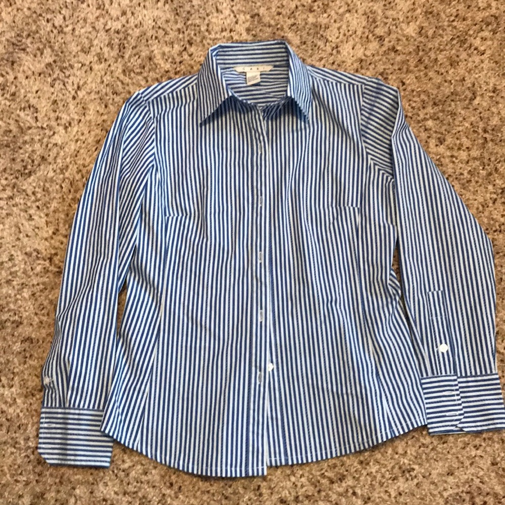 Med CAbi button up in beautiful blue and white.